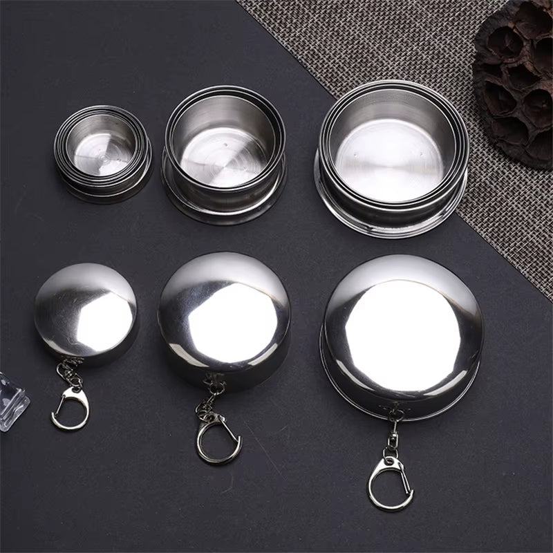 Stainless Steel Folding Cup Camping Cookware Retractable Cup Teacups Teaware Camp Utensils Tableware Folded Cup75/150/250Ml