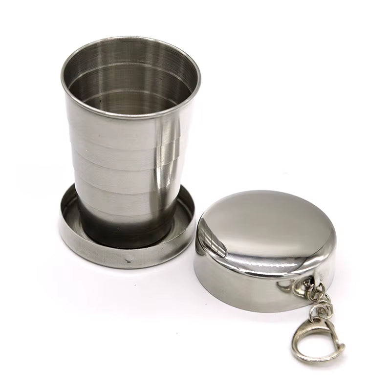 Stainless Steel Folding Cup Camping Cookware Retractable Cup Teacups Teaware Camp Utensils Tableware Folded Cup75/150/250Ml