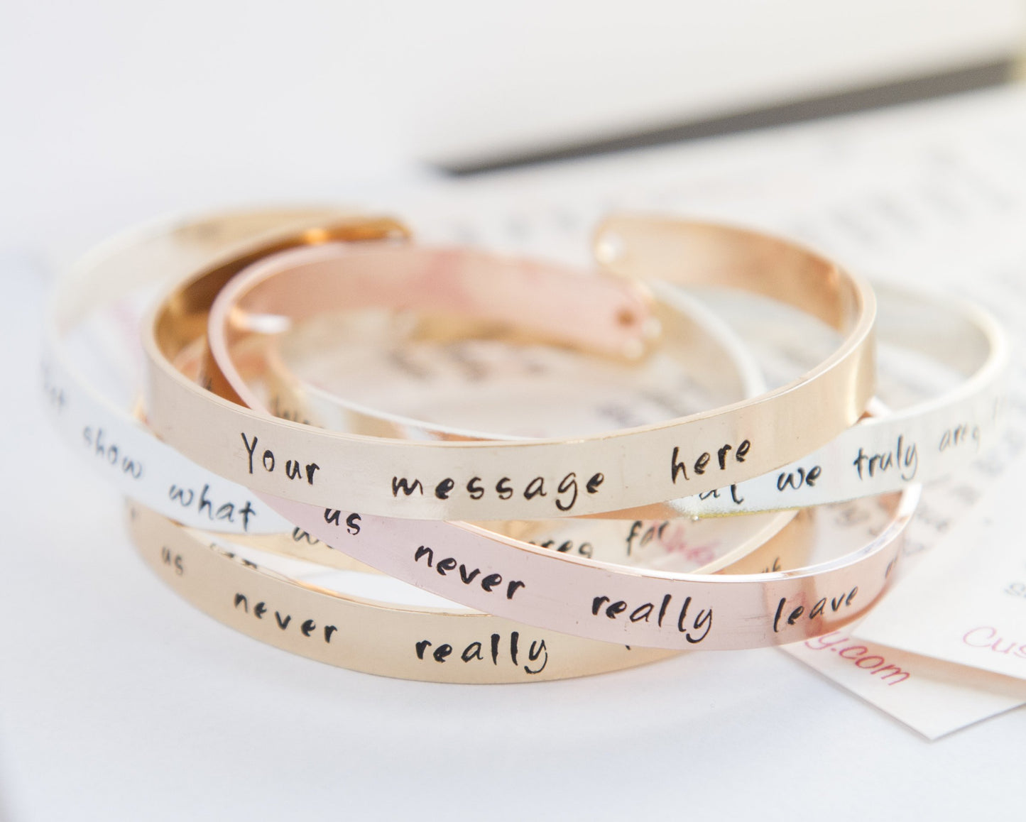 Personalized stamped cuff bracelet, hand stamped message quote