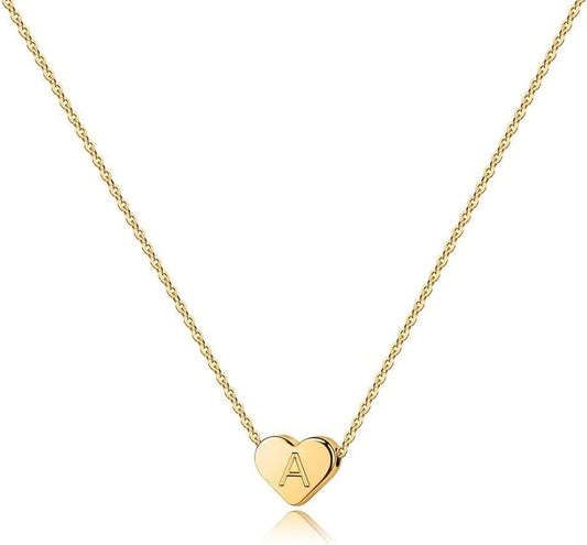 Valentines Day Gifts for Girls - 14K Gold Filled Heart Pendant Letter Alphabet Necklace Tiny Heart Letter Initial Necklace Gifts for Girls Teens Valentines Day Gifts for Her