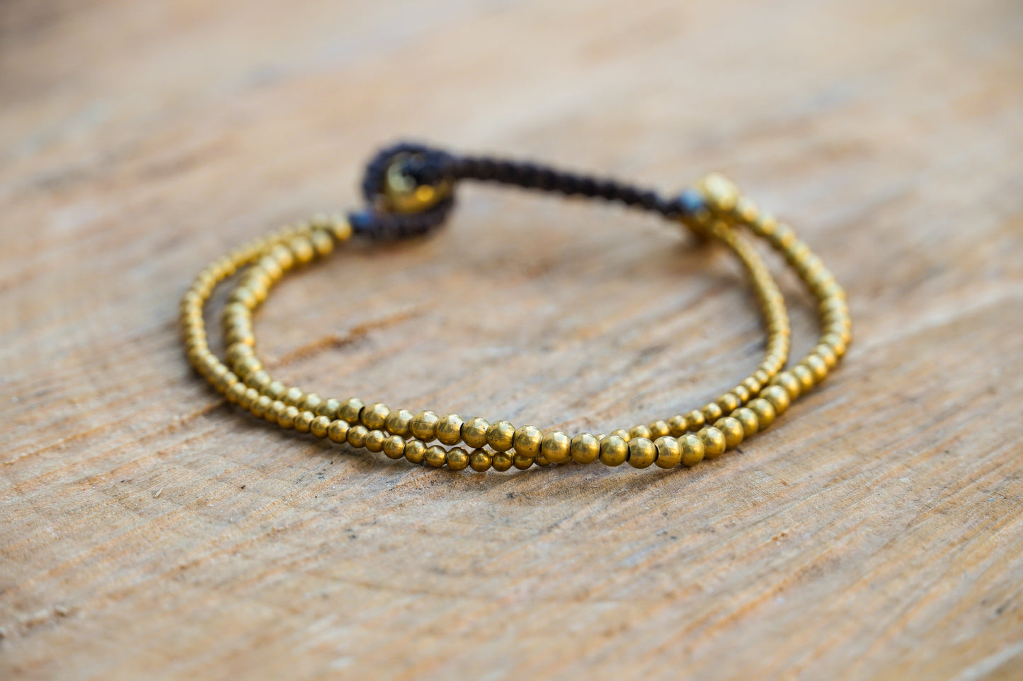 Golden Double Strand Boho Brass Bracelet, Hippie Bracelet