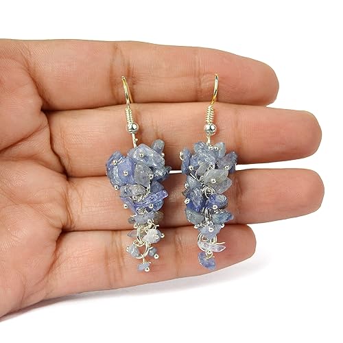 Tanzanite Natural Chip Beads Earrings for Women, Girls