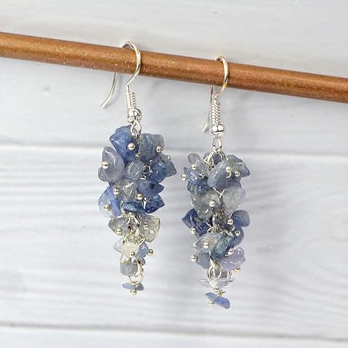 Tanzanite Natural Chip Beads Earrings for Women, Girls